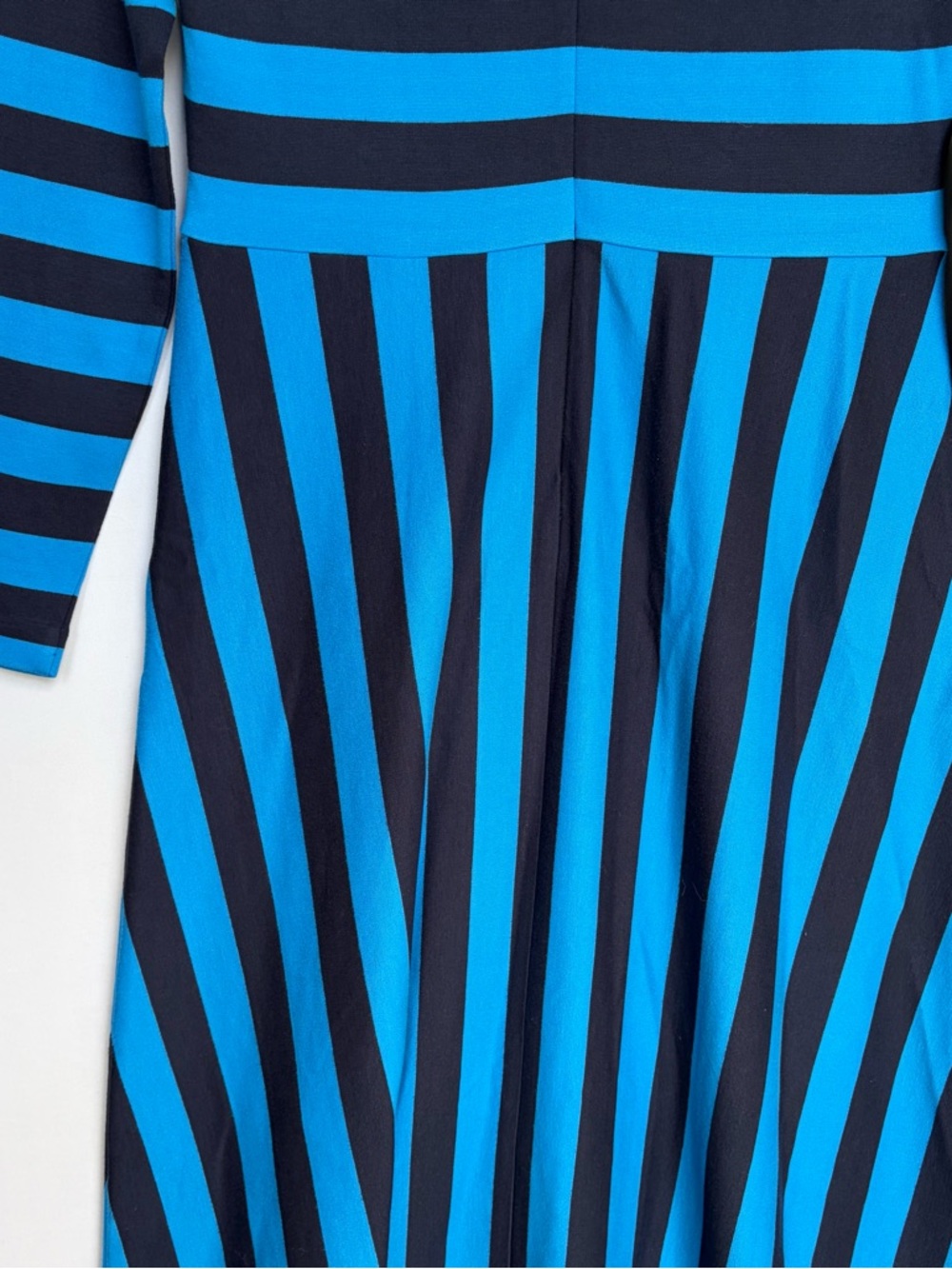 Boden Blue Striped Jersey Midi Dress Sz 10R Fit Flare Classic Retro Chic EUC - Picture 3 of 16